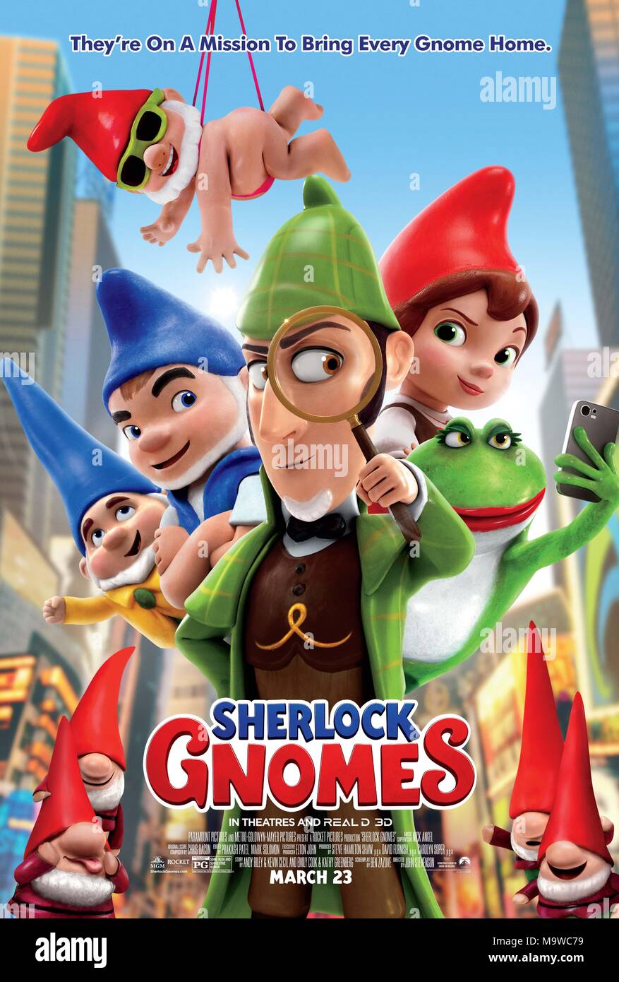 RELEASE DATE: March 23, 2018 TITLE: Sherlock Gnomes STUDIO: MGM DIRECTOR: John Stevenson PLOT: Garden gnomes, Gnomeo & Juliet, recruit renowned detective Sherlock Gnomes to investigate the mysterious disappearance of other garden ornaments. STARRING: Voice of Johnny Depp as Sherlock Gnomes. (Credit Image: © MGM/Entertainment Pictures) Stock Photo
