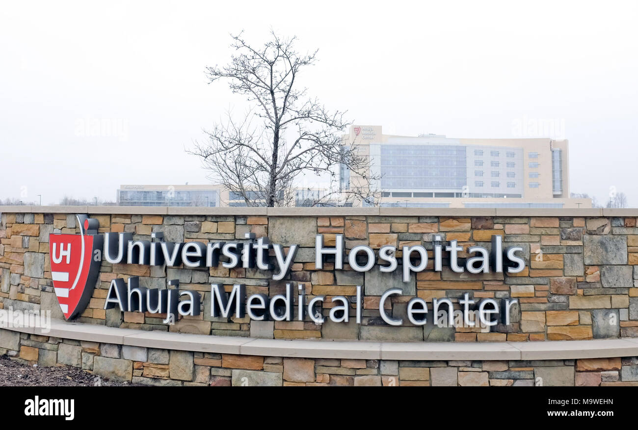 The University Hospitals Ahuja Medical Center in Beachwood, Ohio site of the University Hospitals Ferility Clinic. Stock Photo