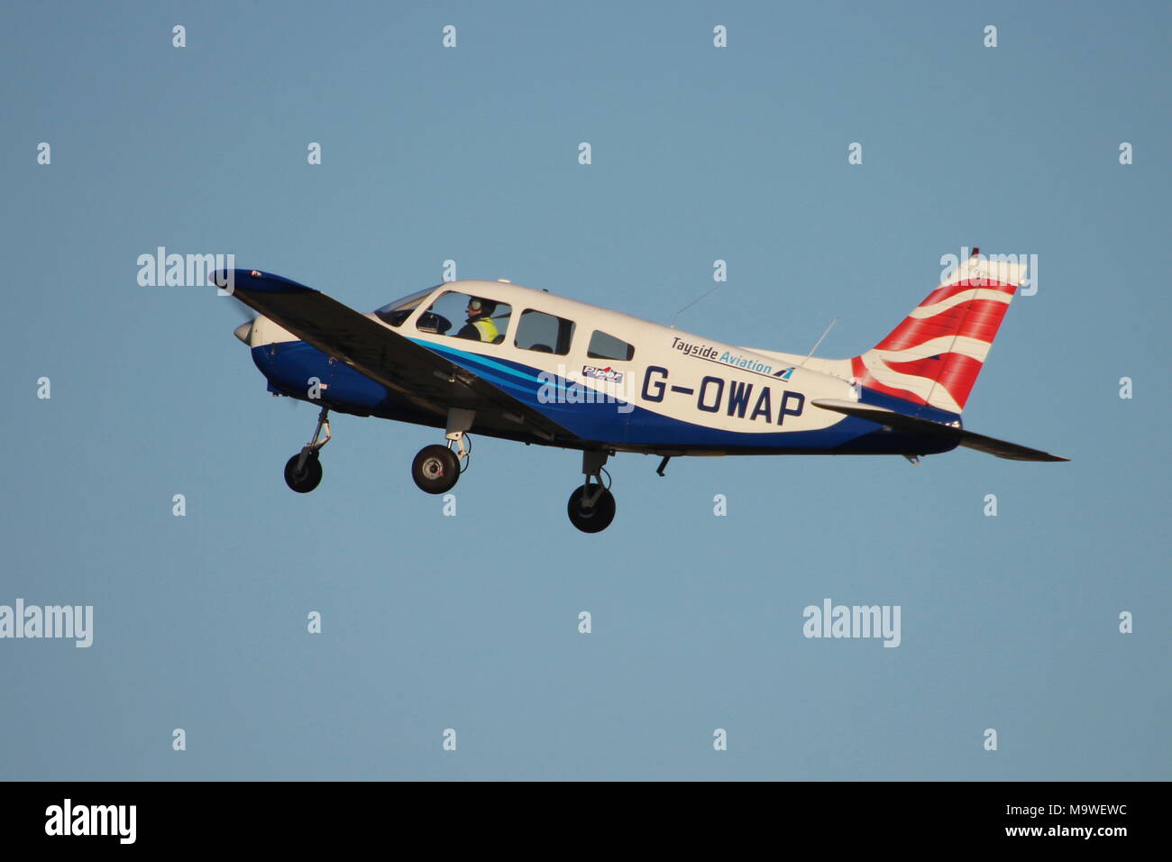 G-OWAP, a Piper PA-28-161 Warrior II operated by Tayside Aviation, at Prestwick Airport in Ayrshire. Stock Photo