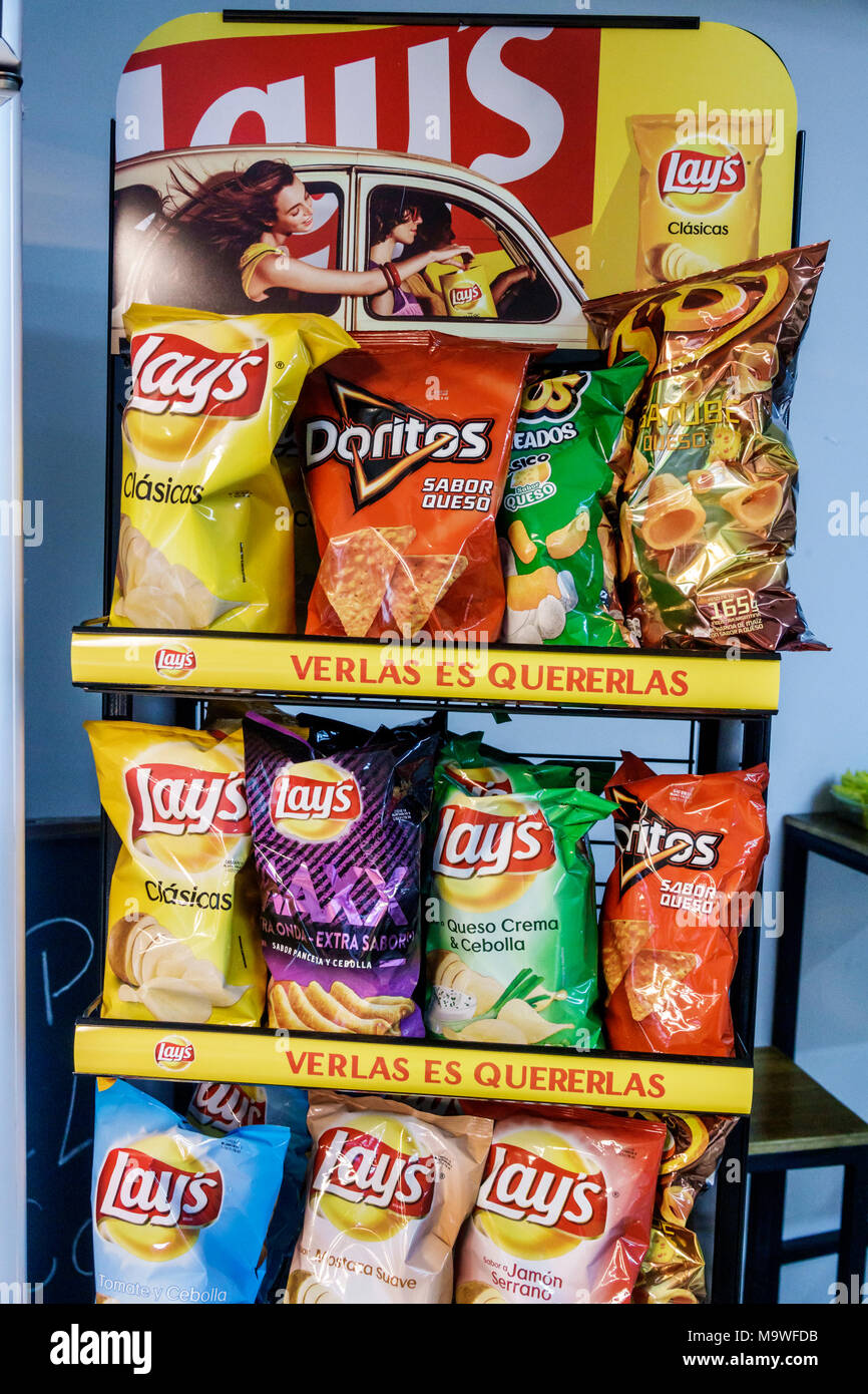 Buenos Aires Argentina,Palermo,Ecocampo Comestibles,take-out restaurant,deli,display,potato chips,Lay's,Doritos,Spanish language label,visitors travel Stock Photo