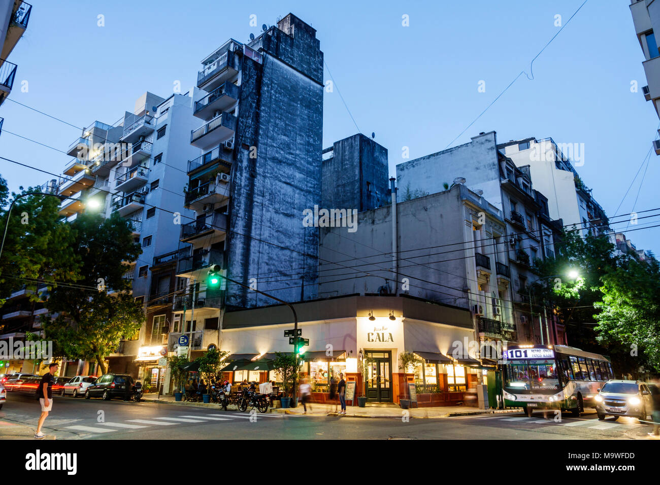 Buenos Aires Argentina,Recoleta,Cala Pizza y Bar Recoleta,restaurant restaurants food dining eating out cafe cafes bistro,evening night nightlife even Stock Photo