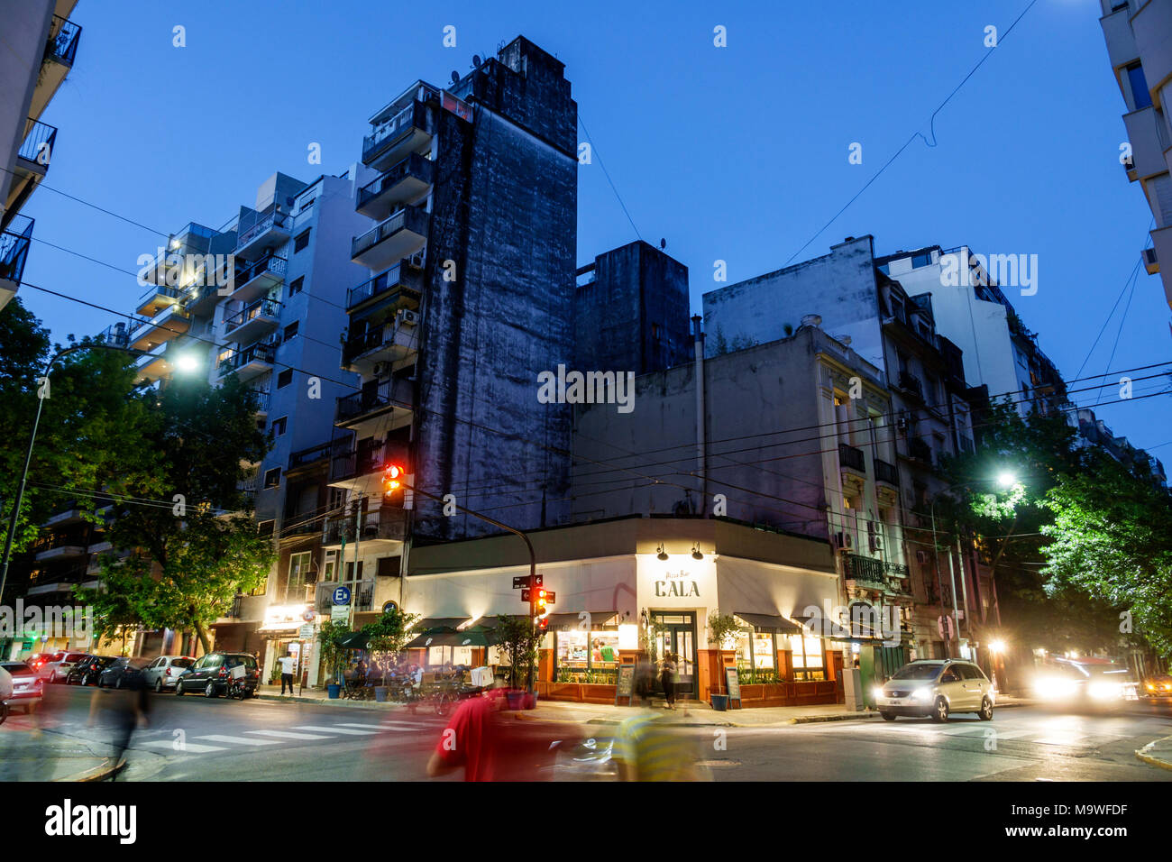 Buenos Aires Argentina,Recoleta,Cala Pizza y Bar Recoleta,restaurant restaurants food dining eating out cafe cafes bistro,evening night nightlife even Stock Photo