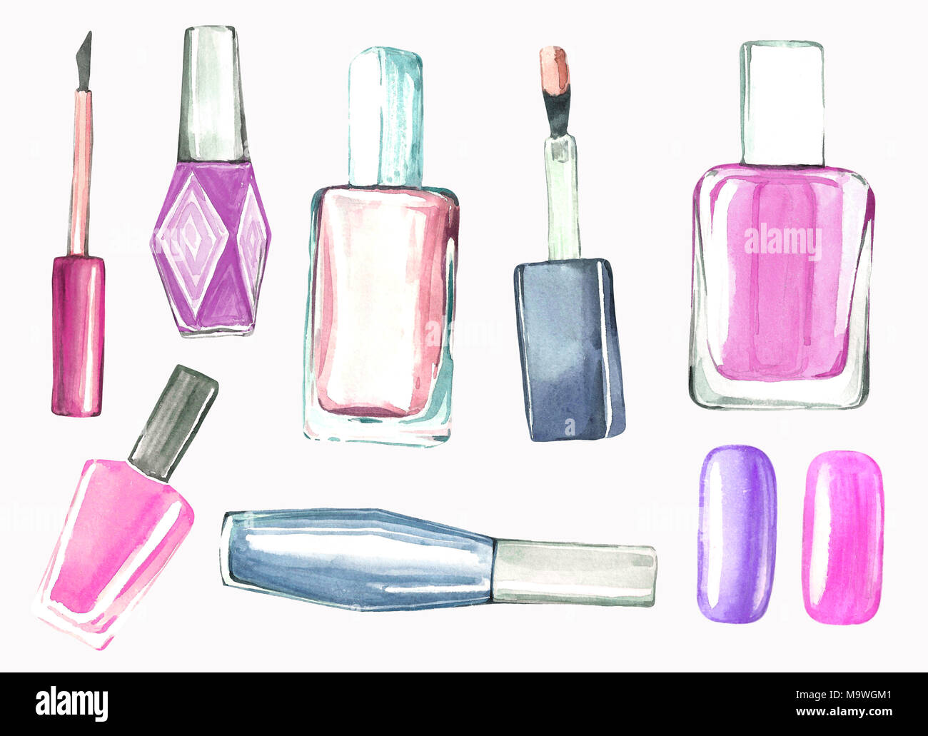 Watercolor Set Manicure Beauty Salon Nails Nail Polish Frieze Drip Stock  Illustration by ©medoksi #359128586