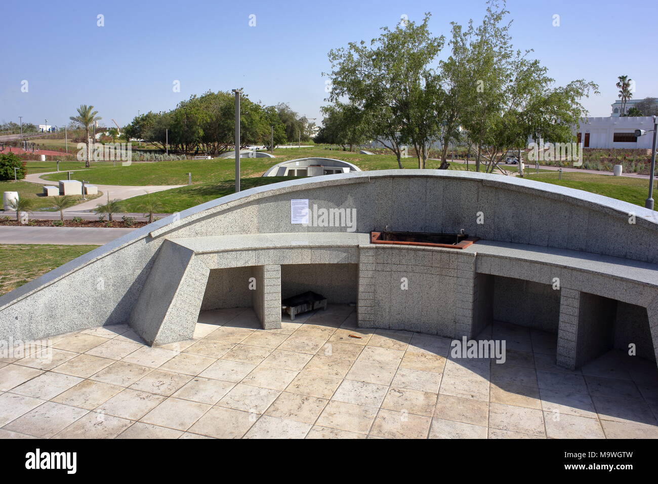 AL BIDDA PARK, DOHA, QATAR - March 28, 2018: A view of barbecue ...