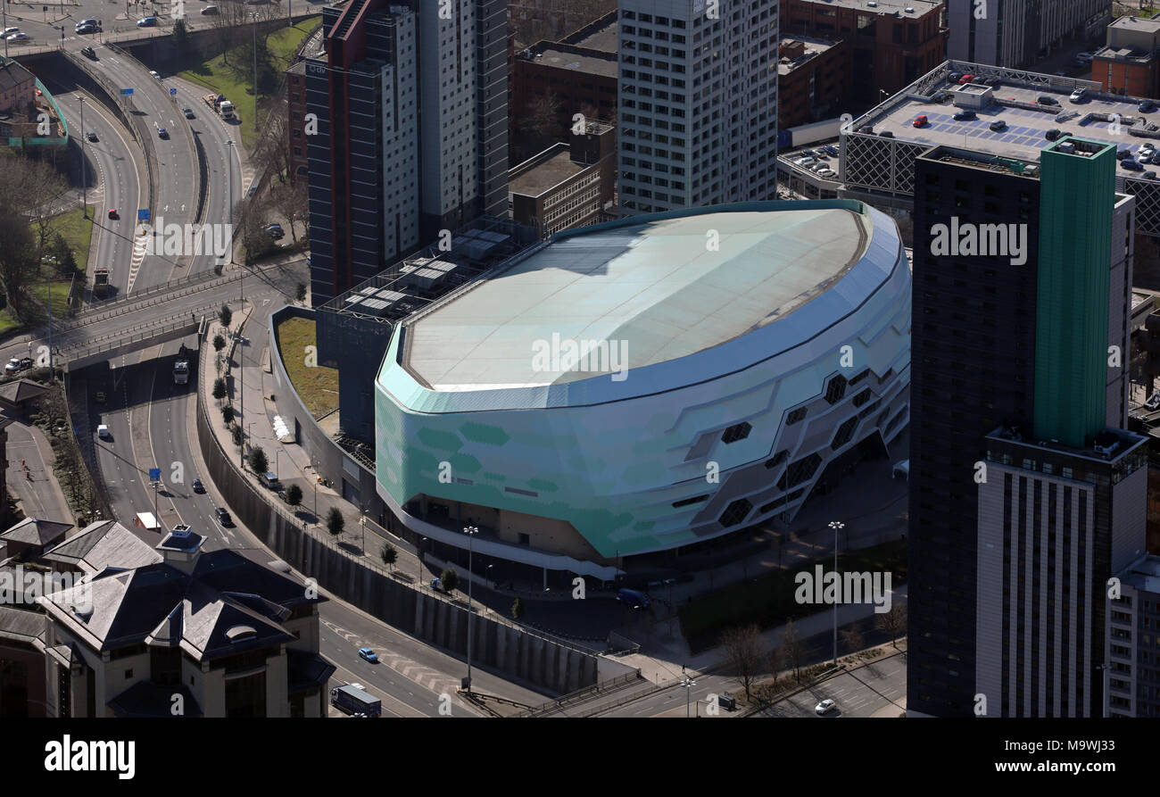 aerial view of the First Direct stadium auditorium gig venue in Leeds, West Yorkshire, UK Stock Photo