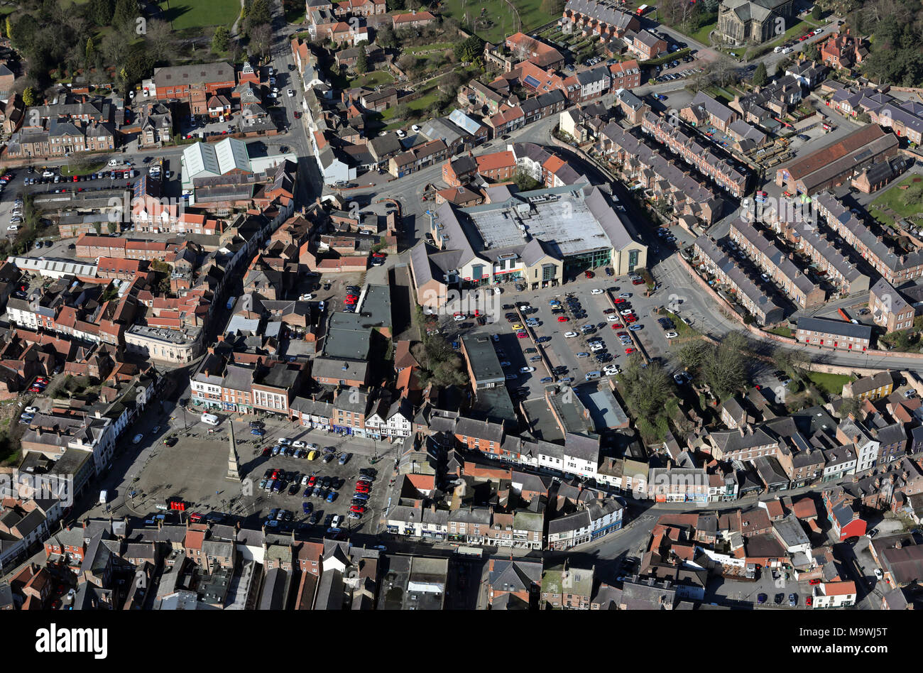 aerial view of Booths supermarket, Ripon Stock Photo