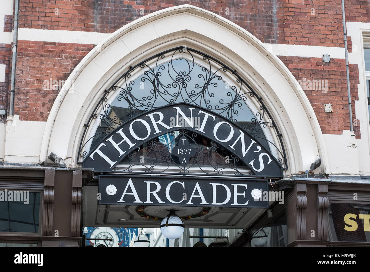 The entrance to Thorntons Arcade, Leeds, West Yorkshire, UK Stock Photo