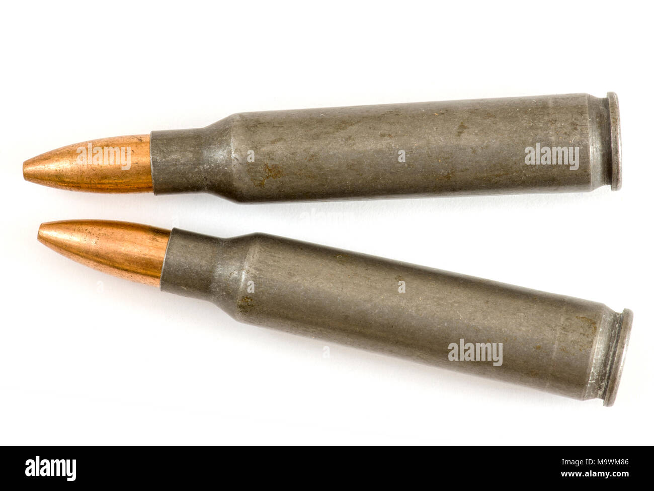 Pair of 7.62x45mm (.223) rounds. Stock Photo