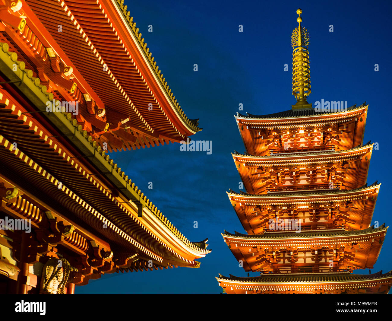 Asakusa Senso ji or Senso-ji Tokyo Temple in Asakusa district - the oldest temple in Tokyo, believed to have been founded in 645. Tokyo Tourism. Stock Photo
