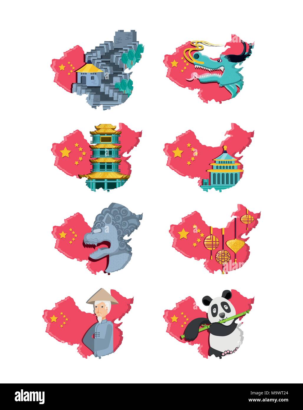 chinese culture set icons vector illustration design Stock Vector Image ...