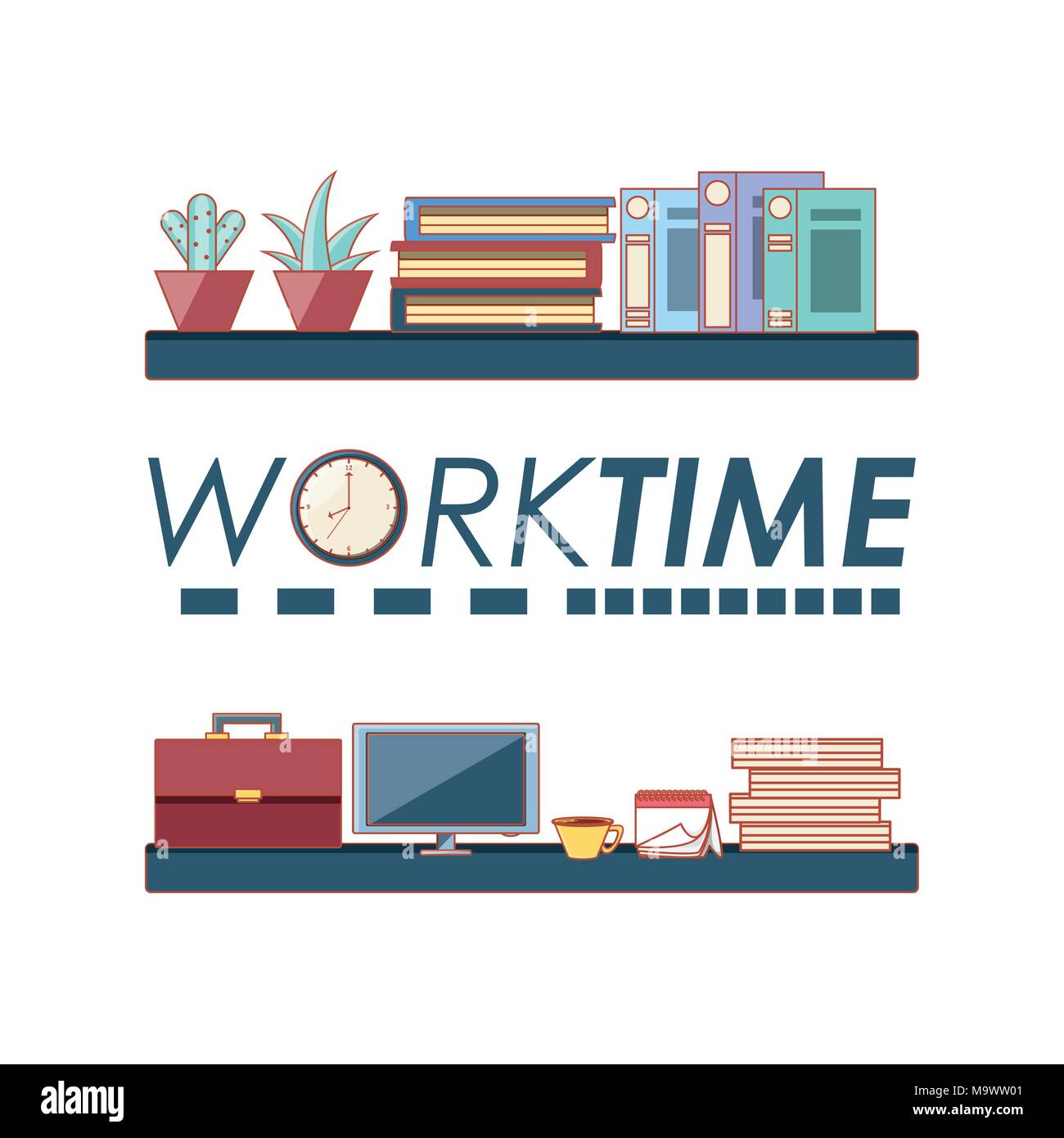 work time elements icons vector illustration design Stock Vector Image ...