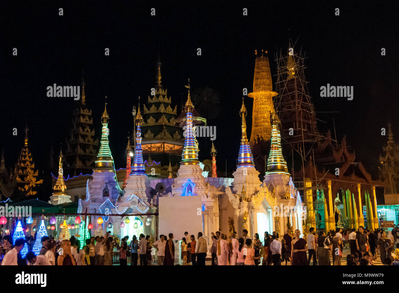 Light Festival in Shwedangon Pagode , Yangon Stock Photo