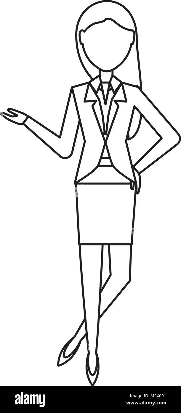 avatar businesswoman standing over white background, vector ...