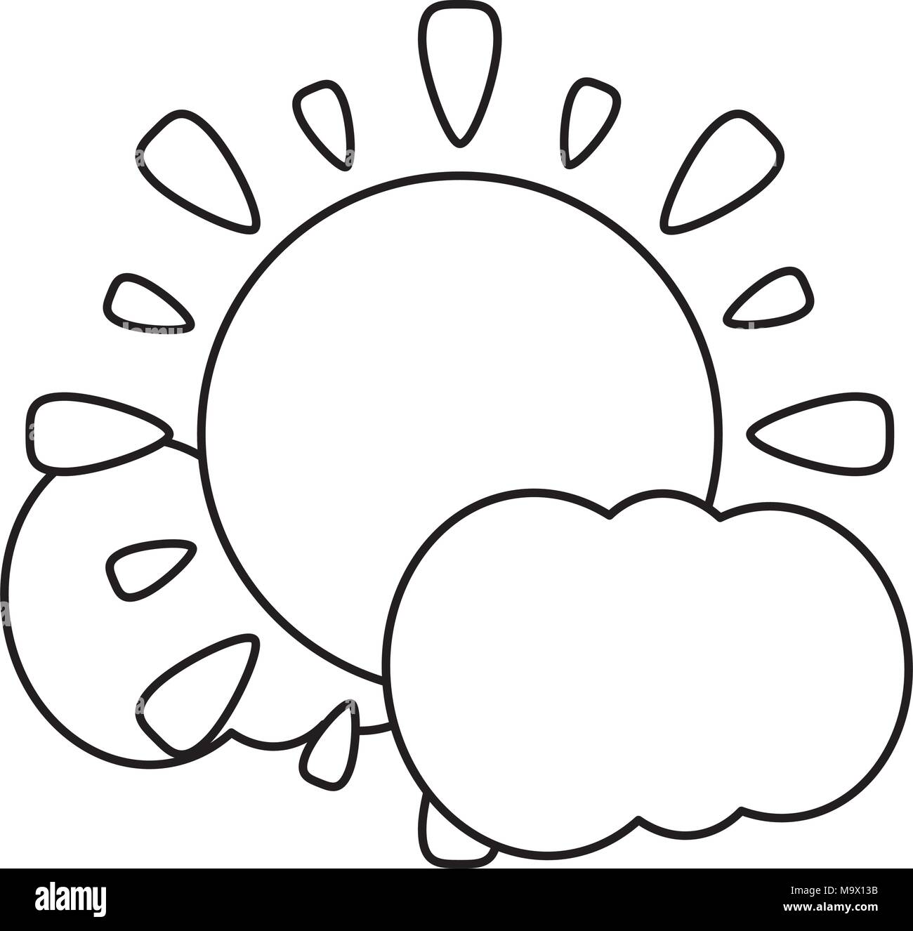 sun and clouds icon over white background, vector illustration Stock ...