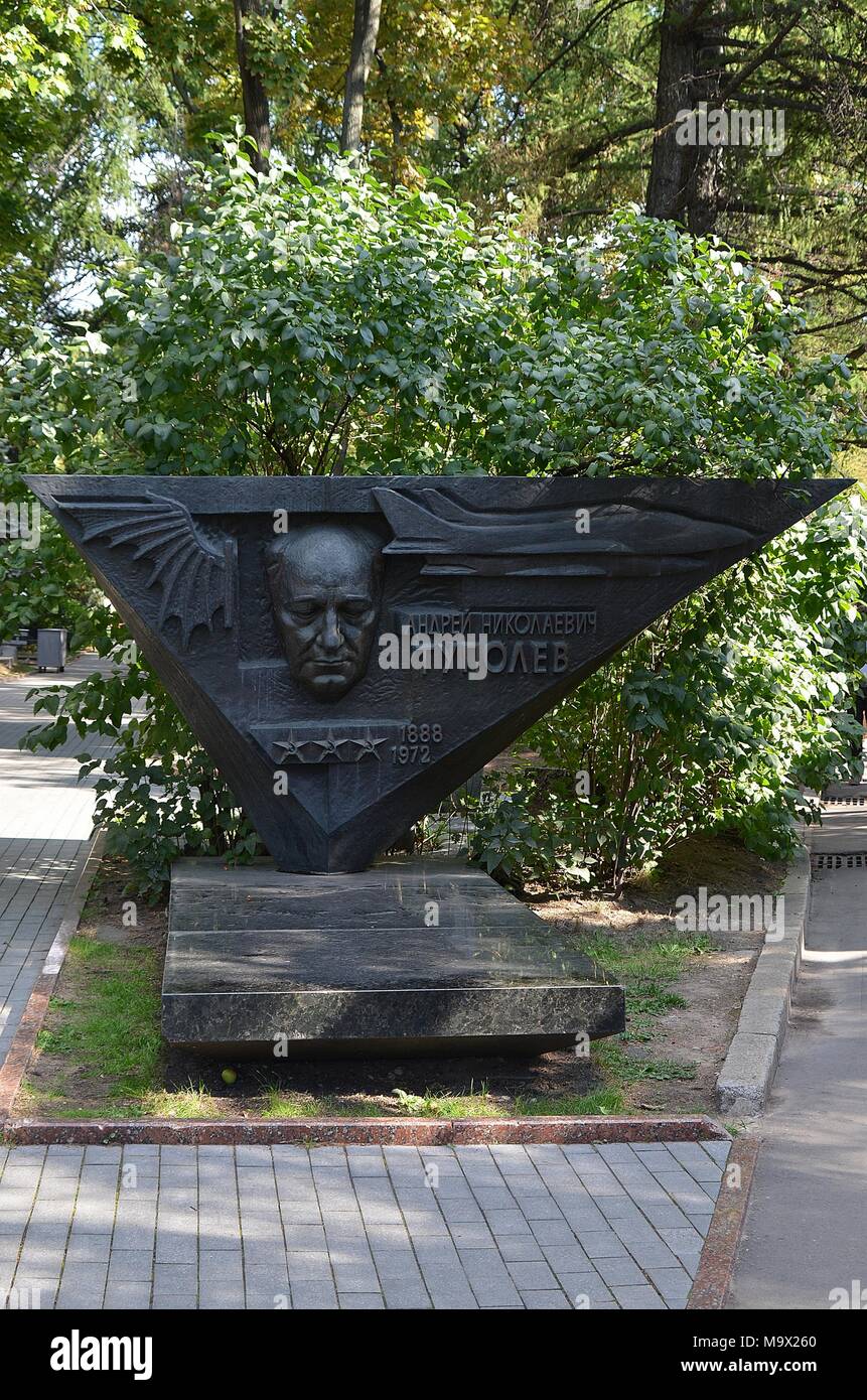 TOMB OF AIRCRAFT DESIGNER ANDREI TUPOLEV AT NOVODEVICHIY CEMETERY, MOSCOW Stock Photo