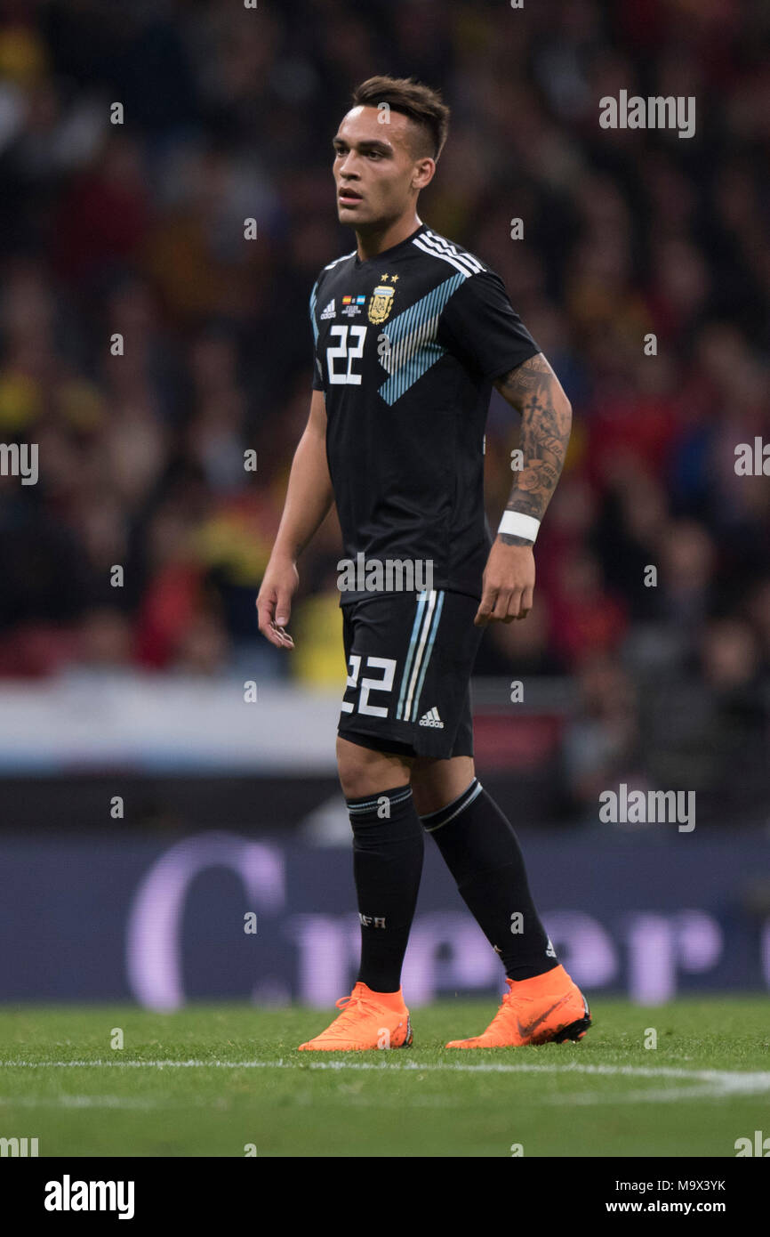 Lautaro Martinez during the friendly match between Spain and Argentina, on March 27, 2018. Wanda Metropolitano Stadium, Madrid, Spain. Stock Photo