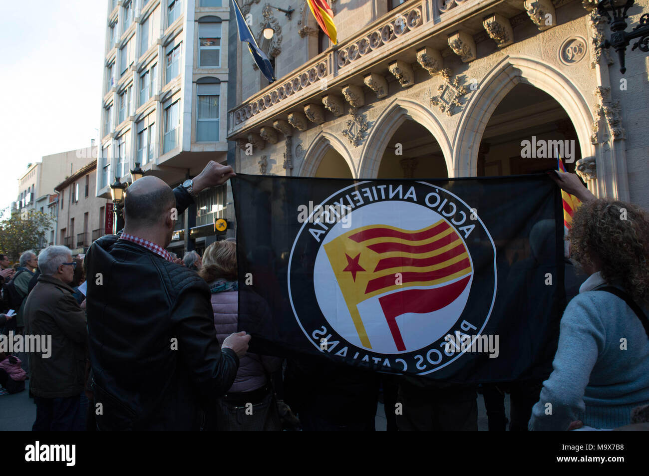 Demonstration for the freedom of Catalan politicians arrested 03/28/2018 Stock Photo