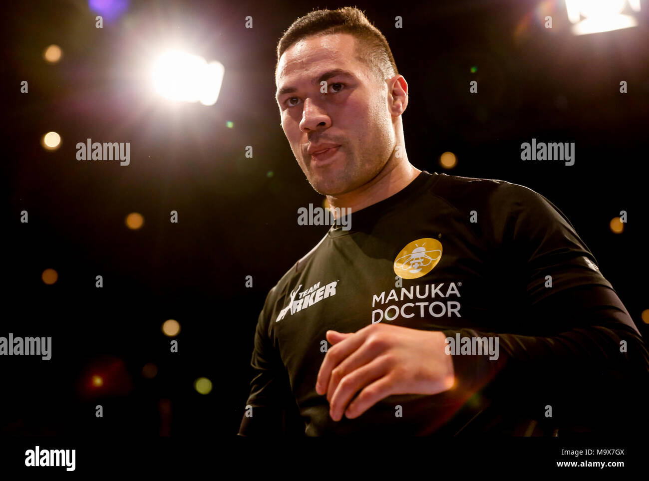 St Davids Hall, Cardiff, Wales, UK. 28th March, 2018.    Pubic work out for the Anthony Joshua V Joseph Parker Unified World Title fight.  Joseph Parker, New Zealand Working Out with his Team  Anthony Joshua V Joseph Parker Credit: Huw Fairclough/Alamy Live News Stock Photo