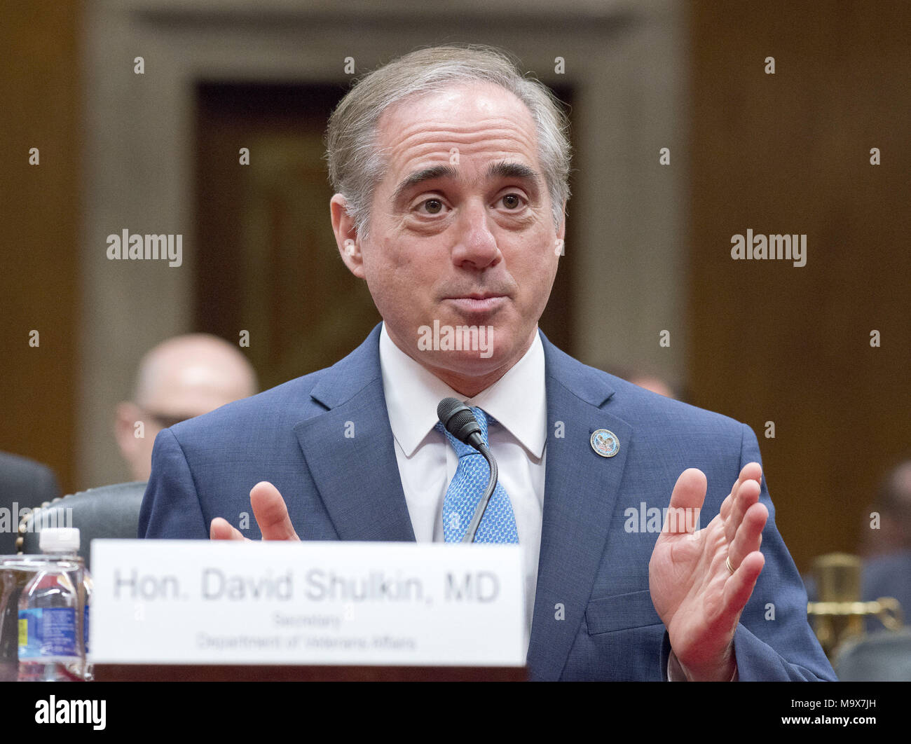 March 28, 2018 - (File Photo) - Veterans Affairs secretary David Shulkin is ousted in the wake of an ethics scandal. PICTURED: May 11, 2017 - Washington, District of Columbia, United States of America - United States Secretary of Veterans Affairs David J. Shulkin, M.D., testifies before the US Senate Committee on Appropriations Subcommittee on Military Construction, Veterans Affairs, and Related Agencies on ''Reducing Burden & Increasing Access to Healthcare: Improving VA Community Care'' on Capitol Hil. Credit: Ron Sachs/CNP/ZUMA Wire/Alamy Live News Stock Photo