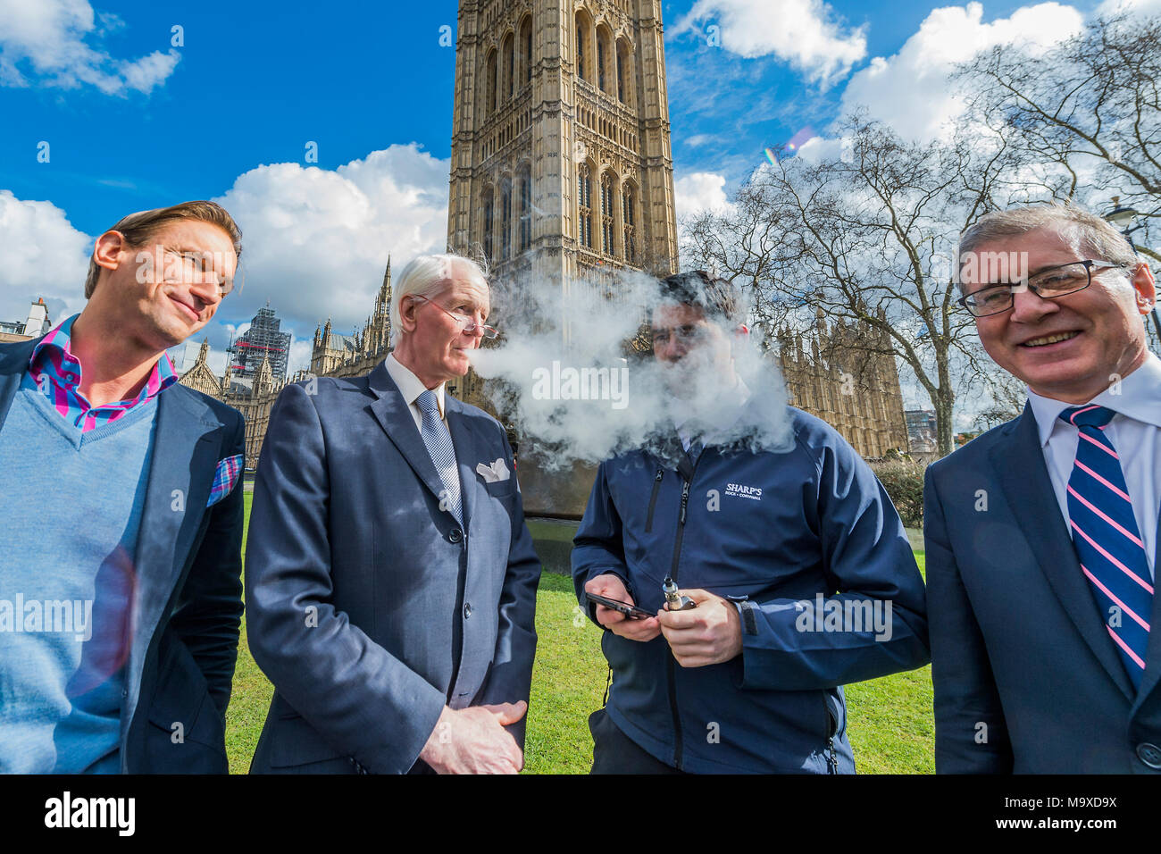 London, UK. 29th Mar, 2018. Dr Christian Jessen, Lord Cathcart, Scott Mann  MP, and Mark Pawsey MP - The All Party Parliamentary Group for E-Cigarettes  launch VApril, a nationwide campaign being fronted