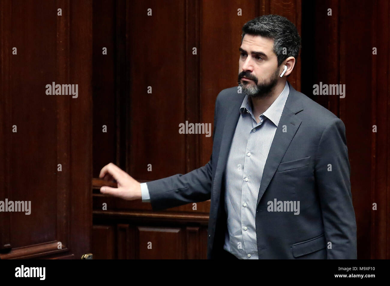 Riccardo Fraccaro Roma 29/03/2018. Camera dei Deputati. Votazione per l'elezione dei vicepresidenti, dei questori e dei segretari. Rome March 29th 2018. Chamber of Deputies. Votation to elect vice-presidents, superintendents and secretaries. Foto Samantha Zucchi Insidefoto Stock Photo