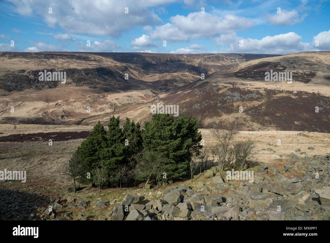Beautiful moorland scenery at Crowden in North Derbyshire, England. A ...