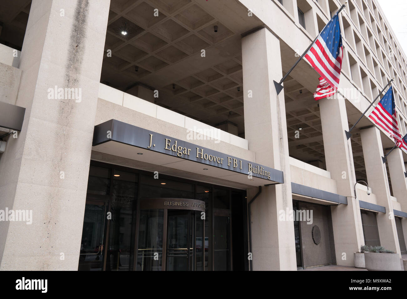 WASHINGTON, DC - MARCH 14, 2018: Front facade of the J. Edgar Hoover FBI Building in Washington DC Stock Photo