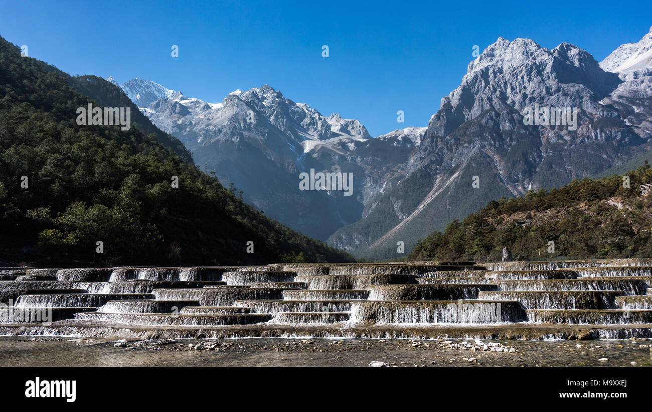 Jade Dragon Snow Mountain,Mount Yulong or Yulong Snow Mountain at Lijiang,Yunnan province,China. Stock Photo