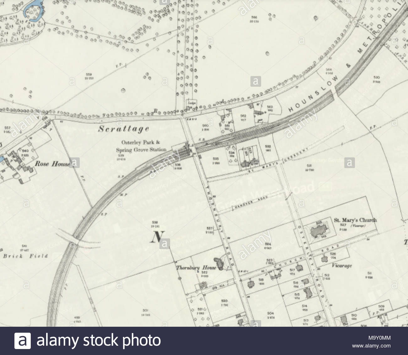 closed london underground station osterley spring grove on an ordnance survey map stock