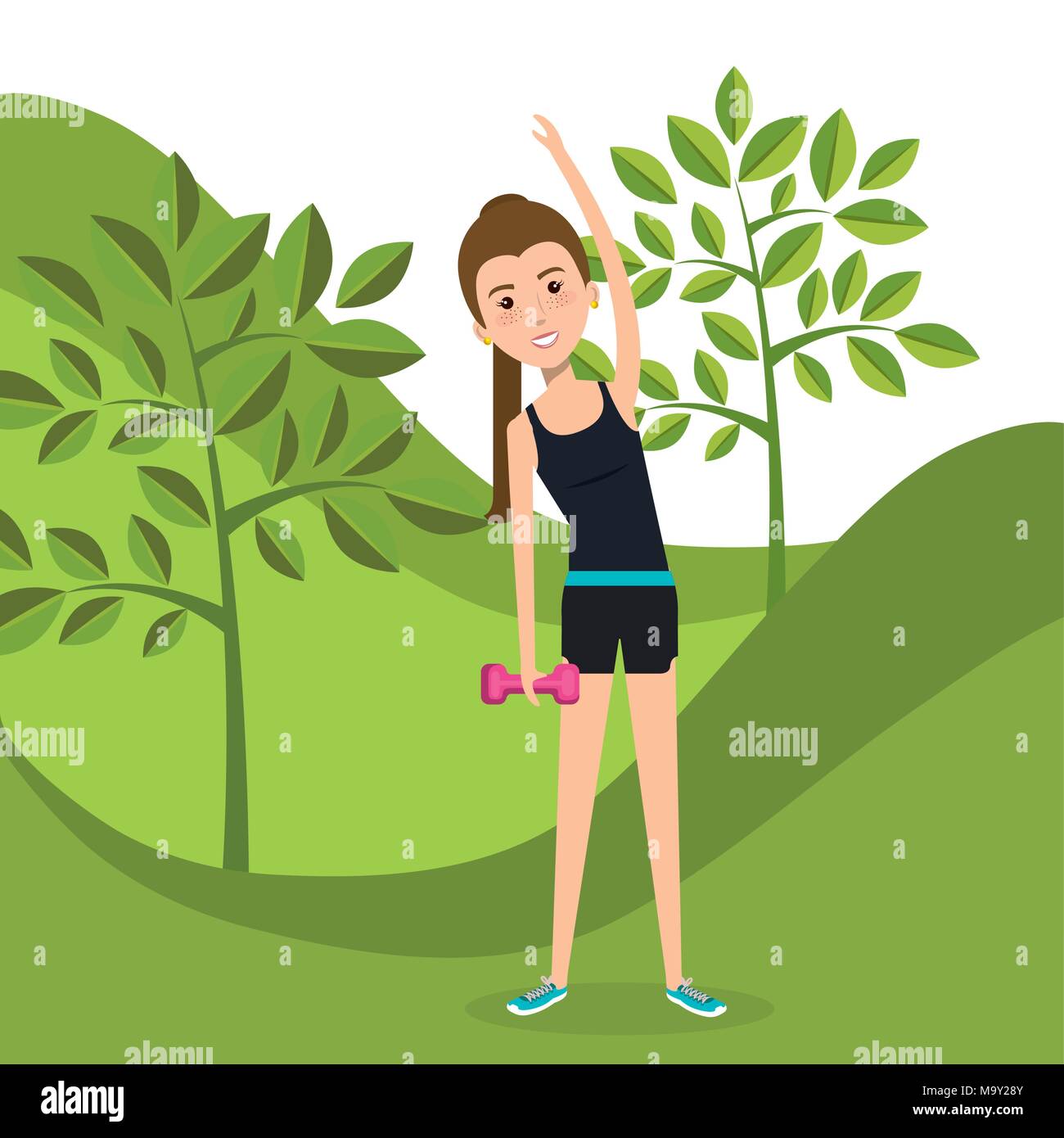 Woman weight lifting in the field Stock Vector Image & Art Alamy