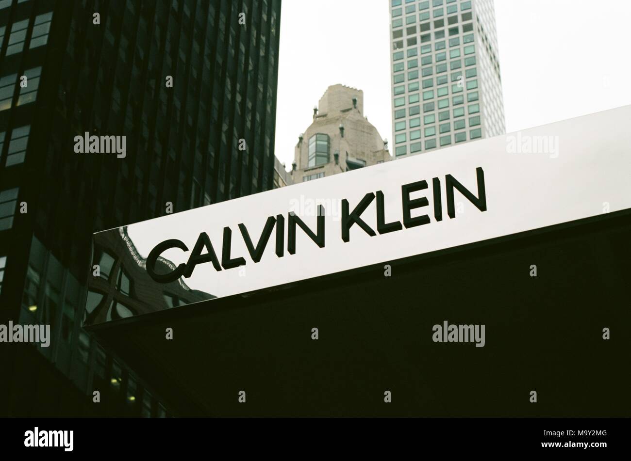 Close-up of sign on facade of clothing retailer Calvin Klein on the Upper  East Side of Manhattan, New York City, New York, 1943 Stock Photo - Alamy