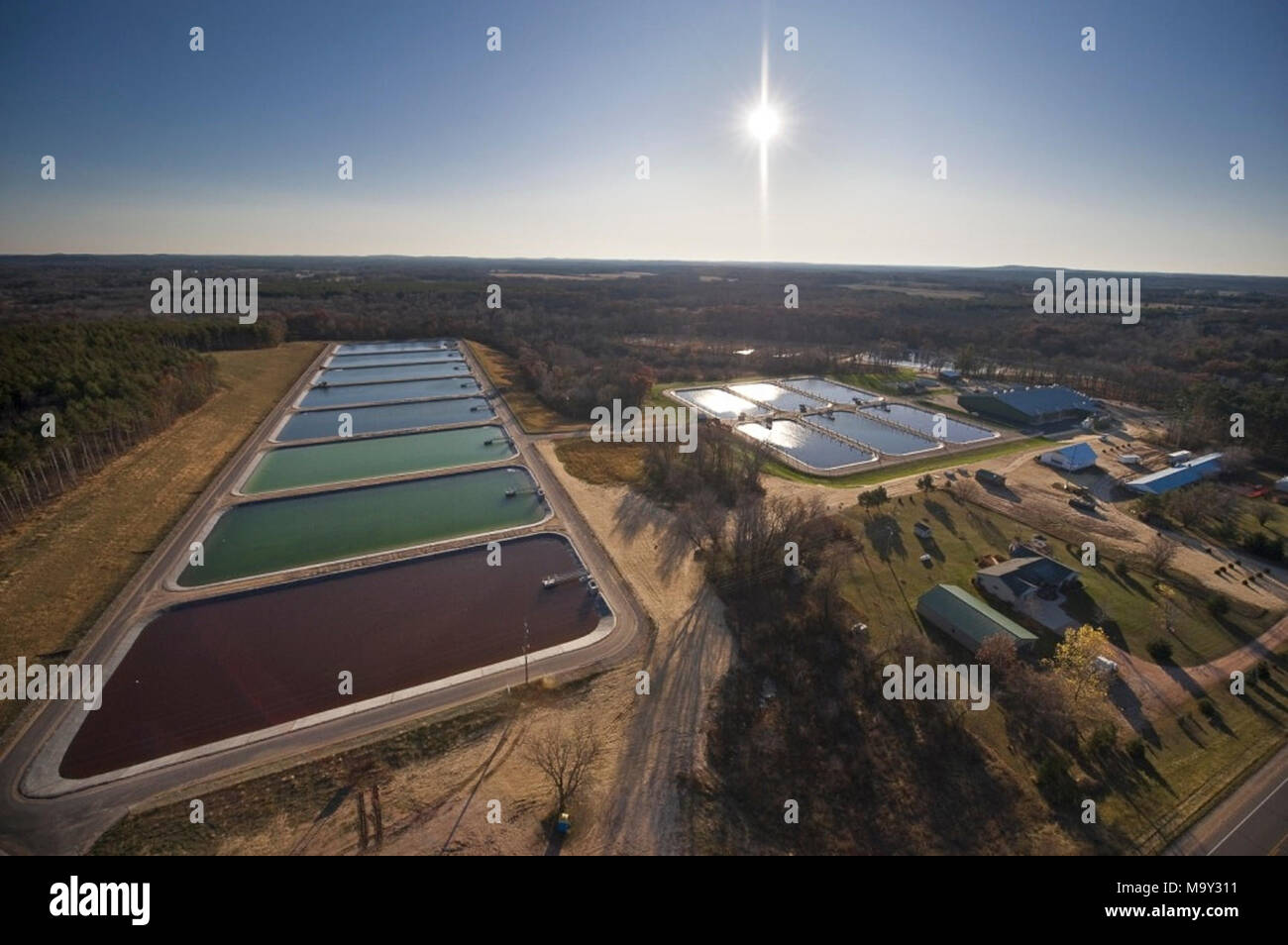 Wild Rose Fish Hatchery, Wisconsin from the air. Wild Rose Fish