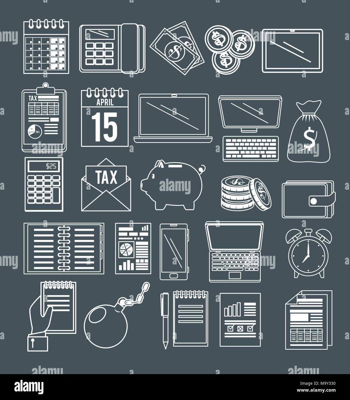tax day time set icons Stock Vector Image & Art - Alamy