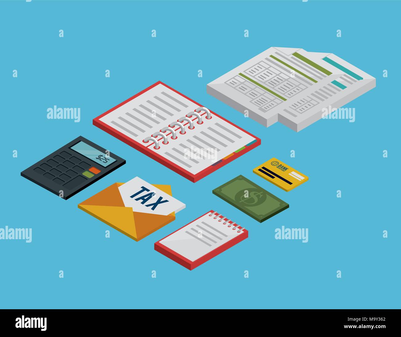 tax day time set icons Stock Vector