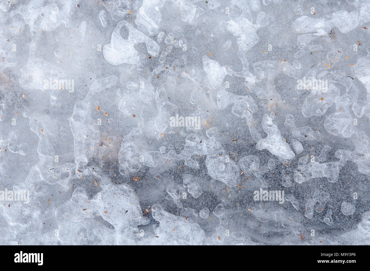 water ice surface with interesting natural patterns and textures Stock Photo