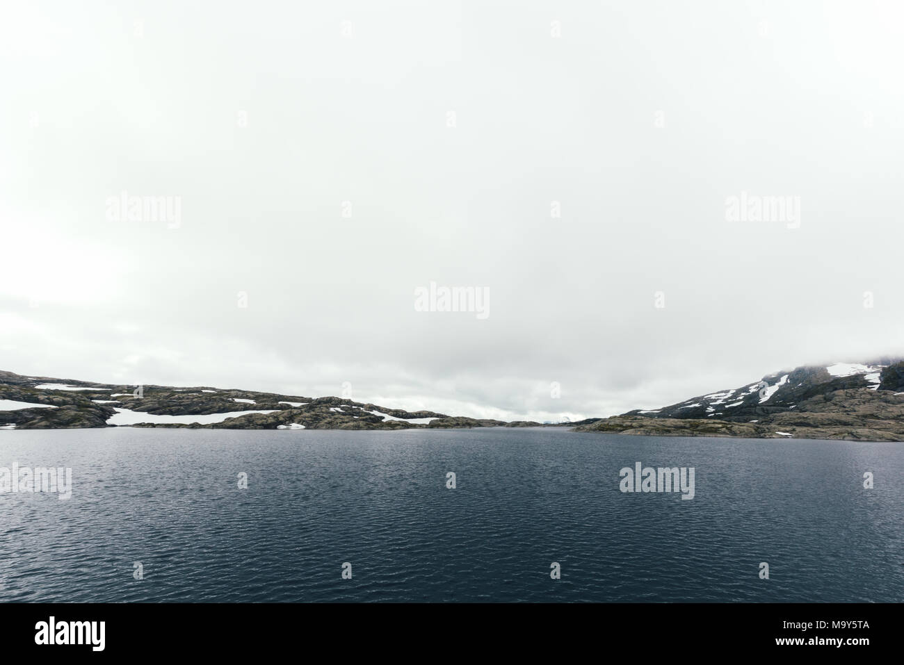 Typical norwegian landscape with clear lake Stock Photo