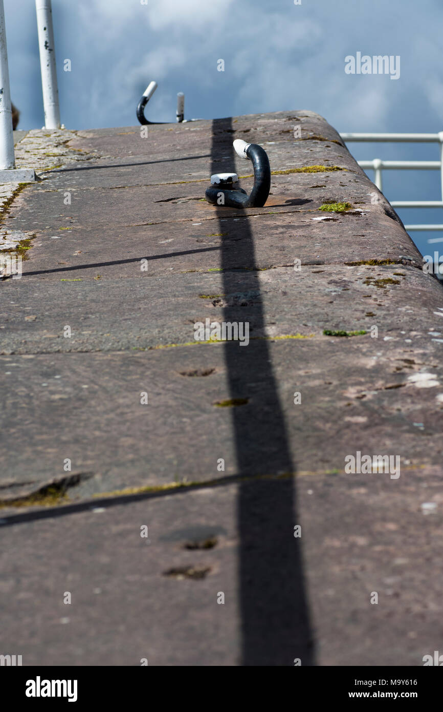 Mooring points on canal side of the Caledonian Canal, Fort Augustus Stock Photo