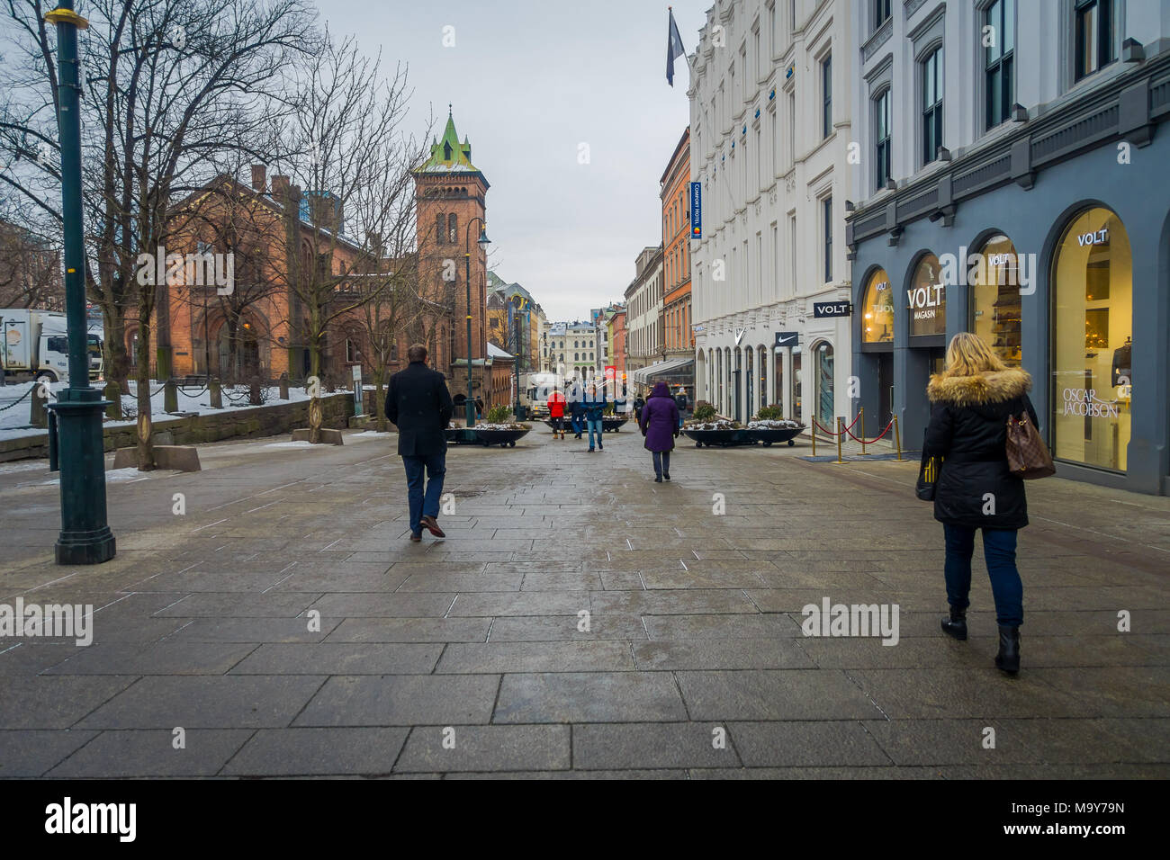 OSLO, NORWAY - MARCH, 26, 2018: Outdoor view of unidentified people walking  in the streets of Oslo town Stock Photo - Alamy