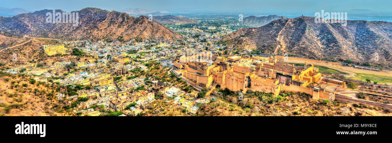 Aerial view amber fort jaipur hi-res stock photography and images - Alamy