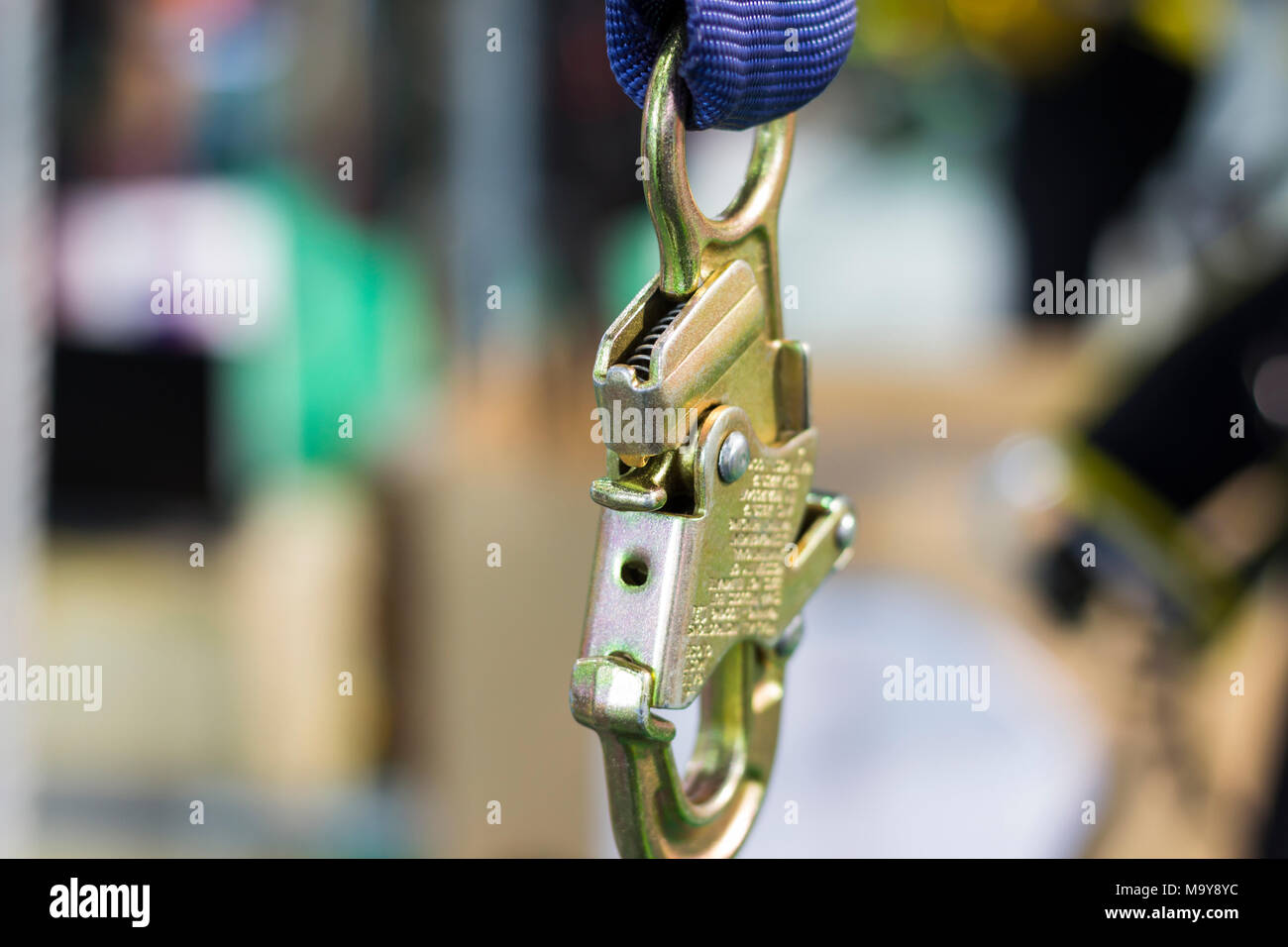 Carabiner for Climbing harness ;Quick Release ; Close up Stock Photo