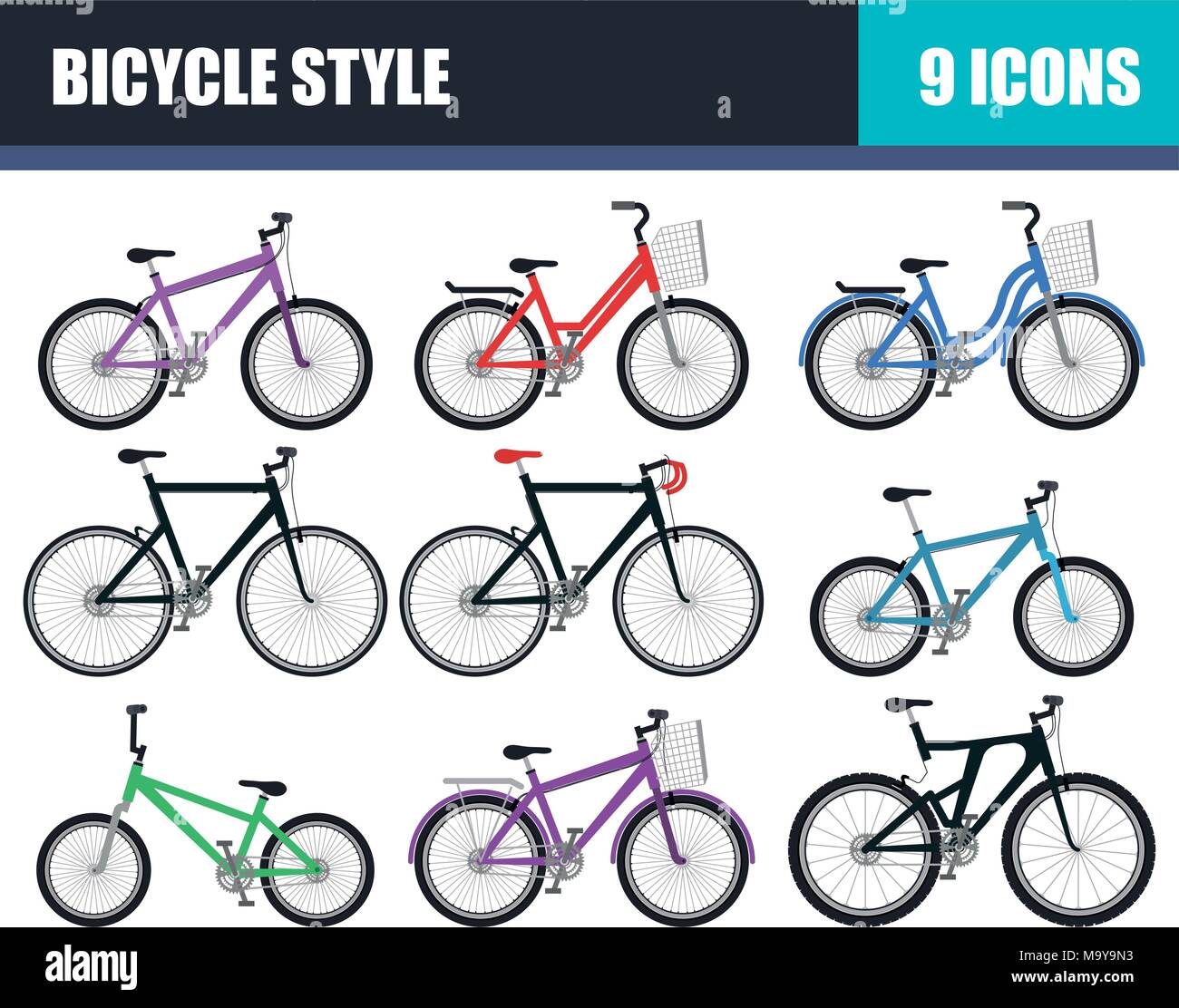 bicycle style set icons Stock Vector Image & Art - Alamy