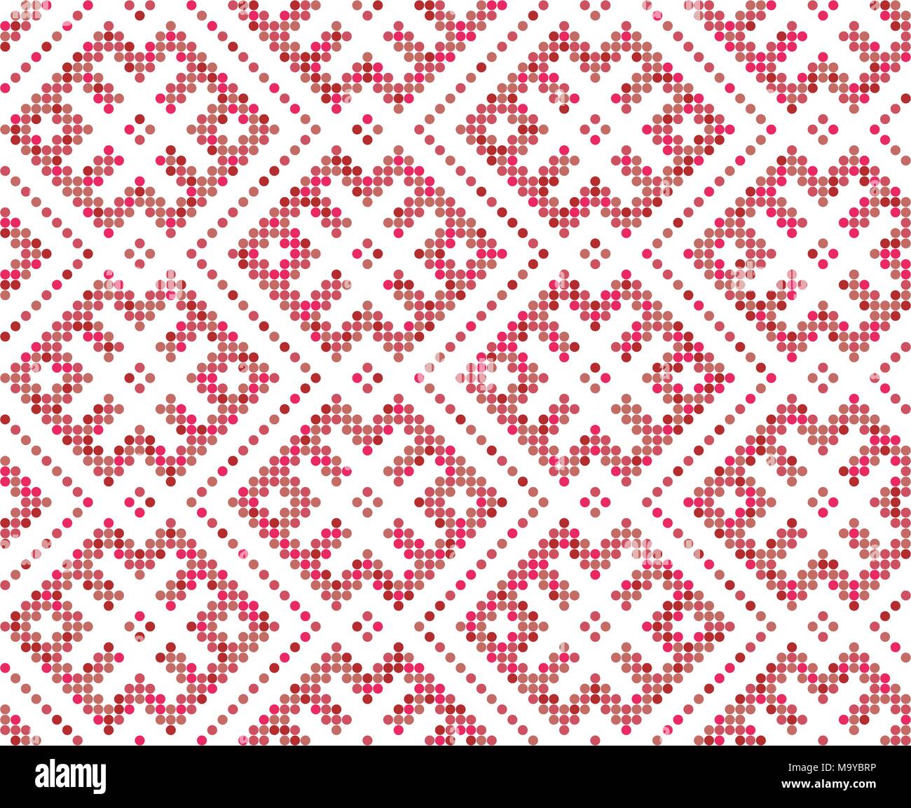 Seamless traditional Russian and slavic ornament.Four-color palette of raspberry in random order Stock Vector