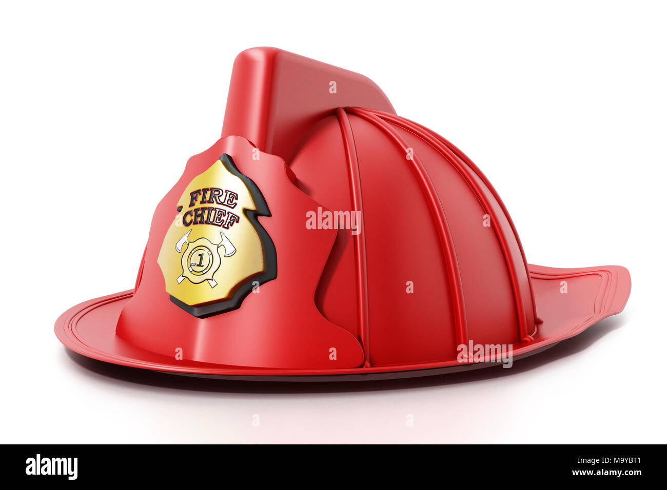 Fireman hat isolated on white background. 3D illustration. Stock Photo