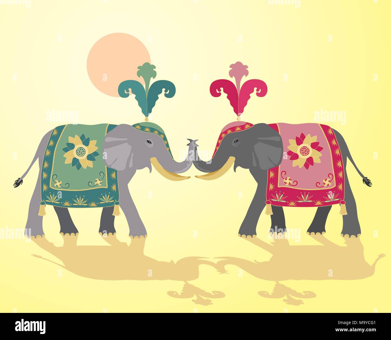 an illustration of two indian elephants ...