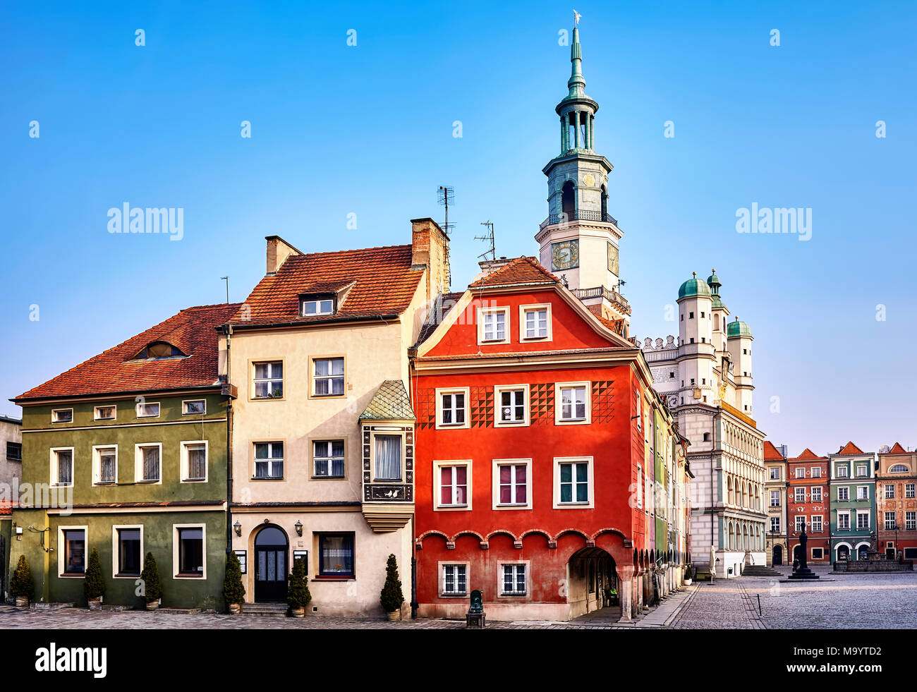 Market Square in the Poznan Old Town at sunrise, Poland. Stock Photo