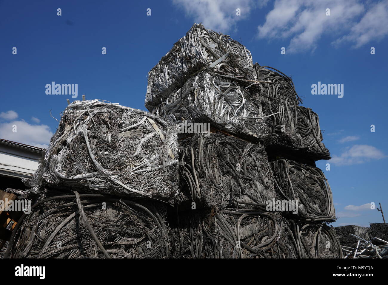 Scrap metal, wrecked and crushed parts Stock Photo