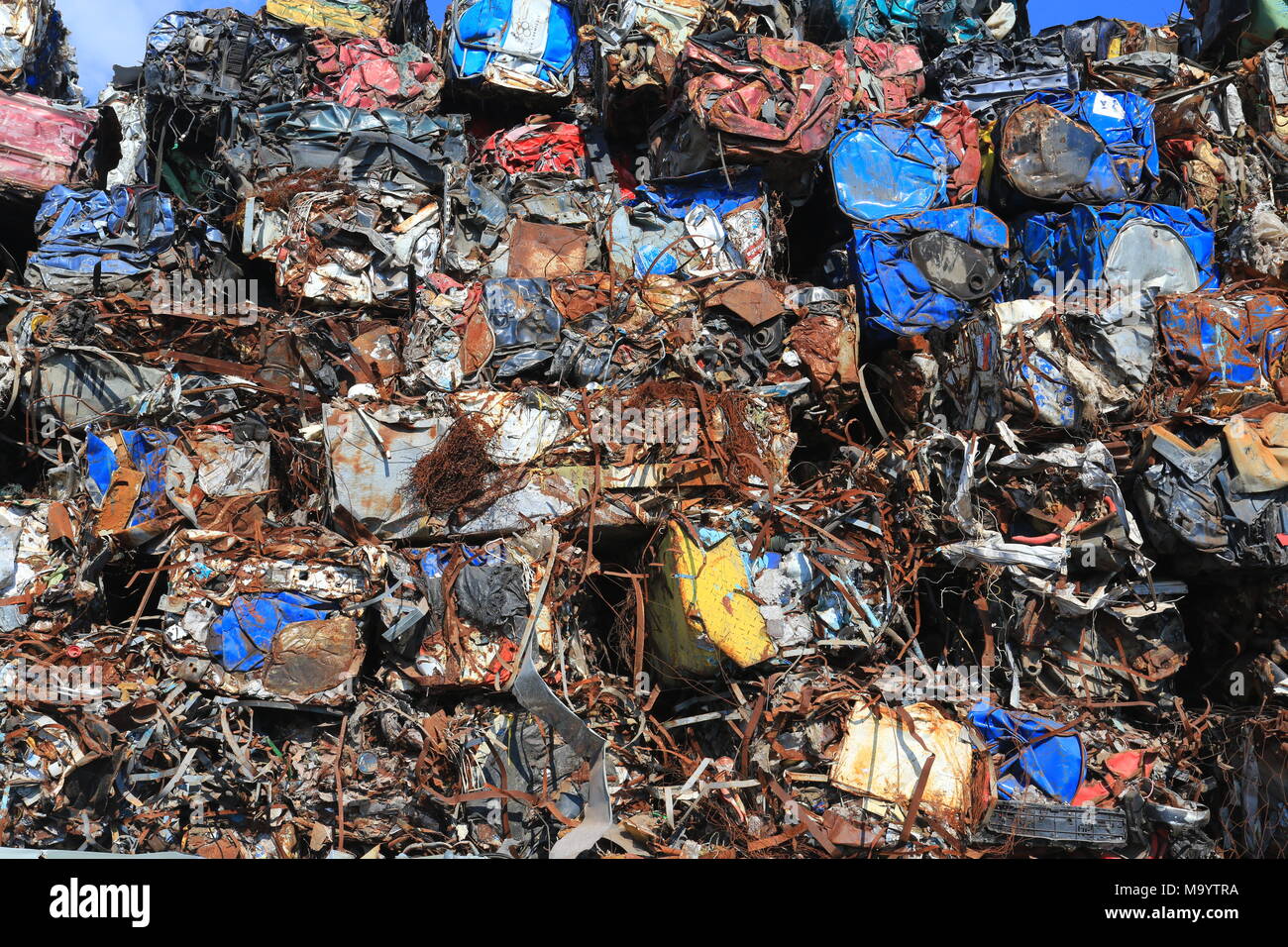 Scrap metal, wrecked and crushed parts Stock Photo