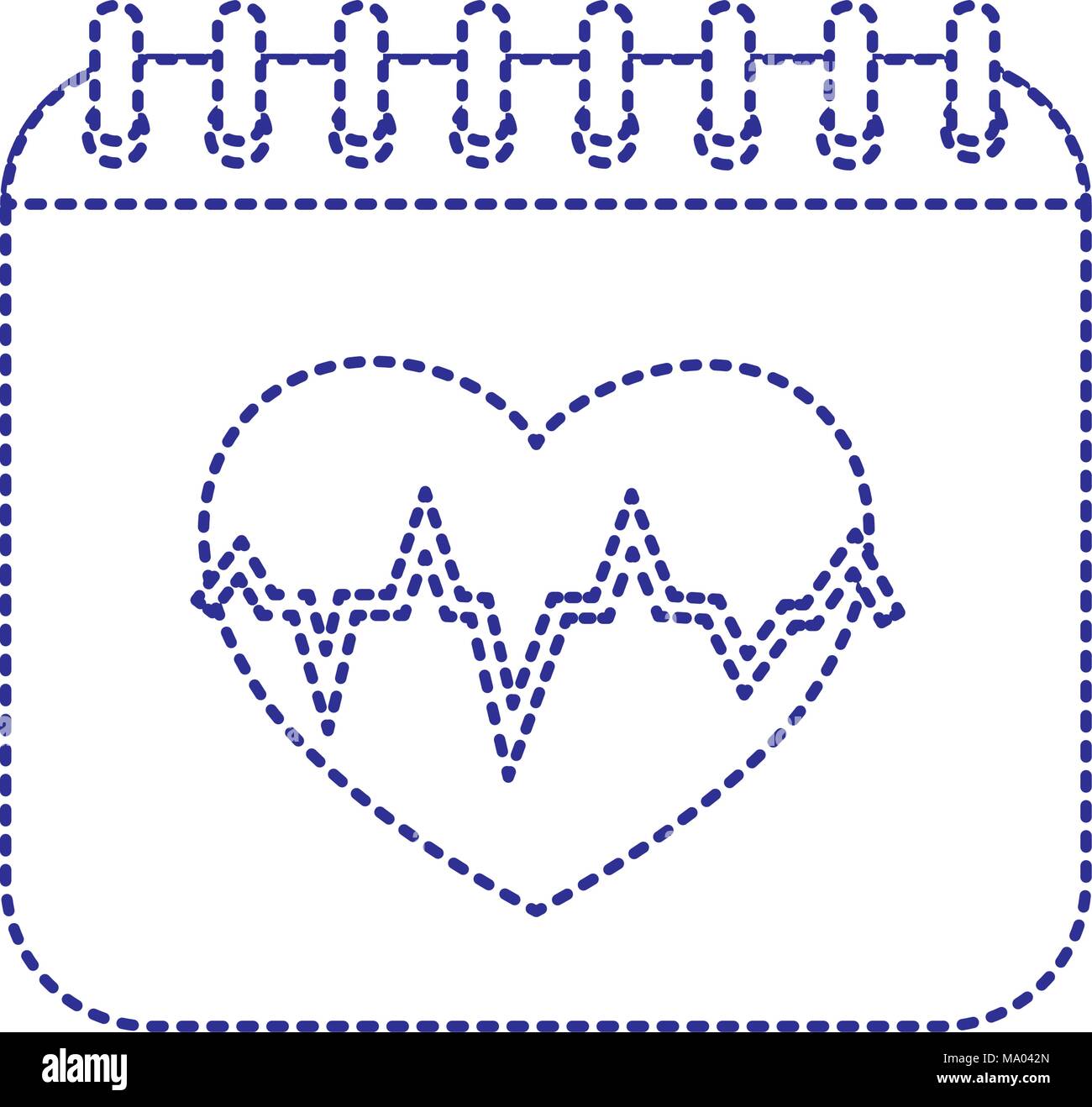 dotted shape calendar with heartbeat to organize information event ...