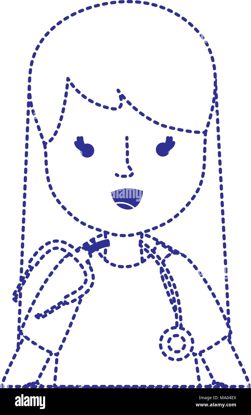 dotted shape woman doctor with stethoscope and hairstyle Stock Vector ...