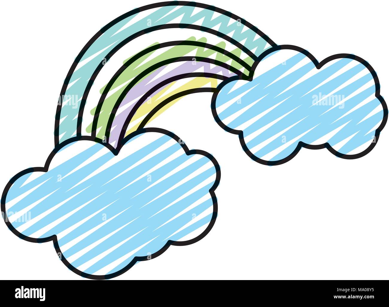 doodle nature bright rainbow with clouds in the sky Stock Vector Image ...